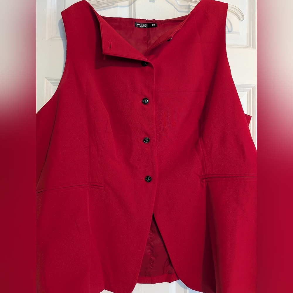 Red Button-Up Vest - Picture 3 of 5